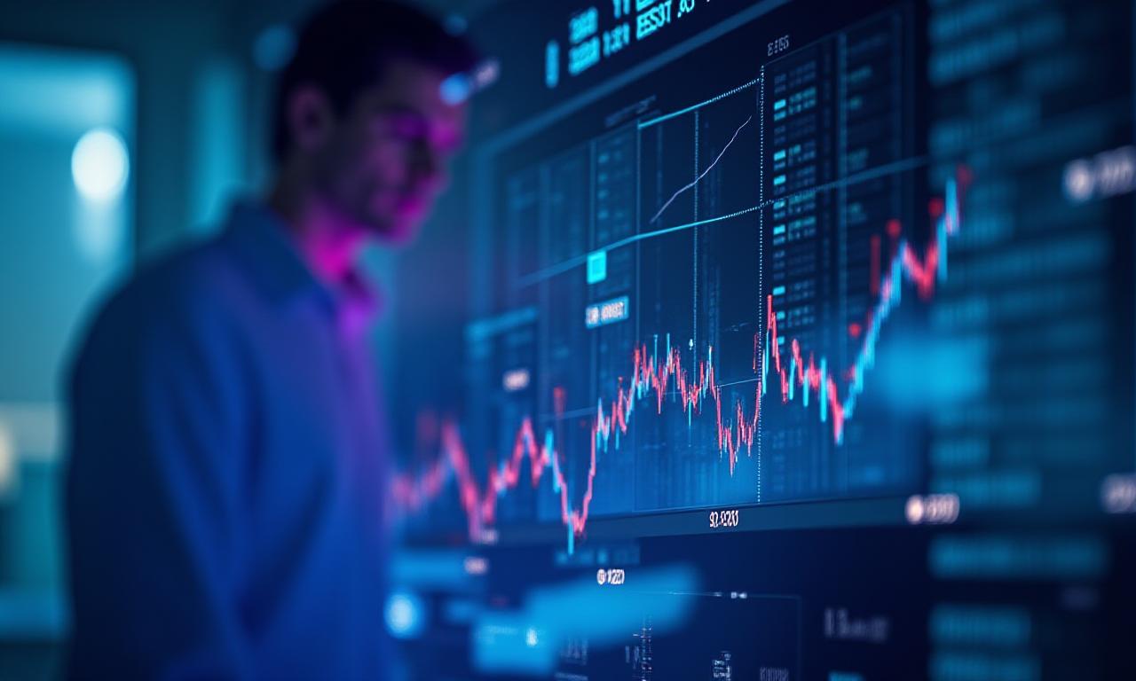 Data scientist analyzing predictive trends on a high-tech dashboard